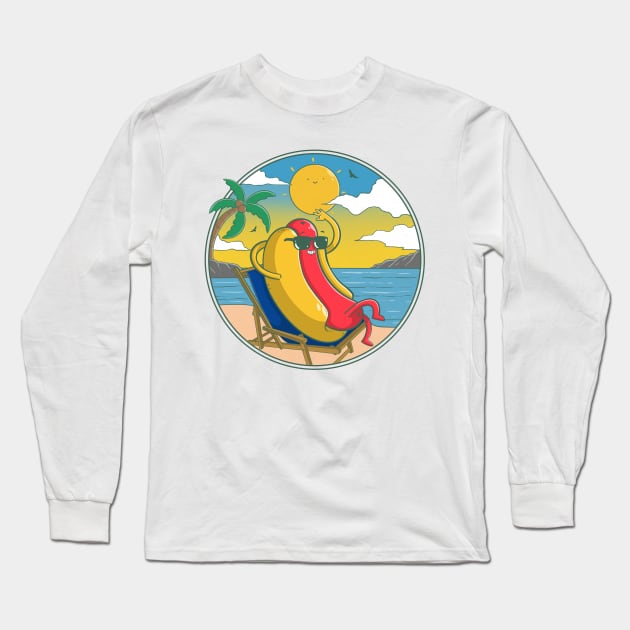 Hotdog in Summer Long Sleeve T-Shirt by Artthree Studio